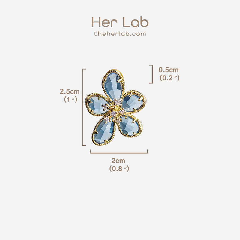 Metal Crystal Flower Stud Earrings