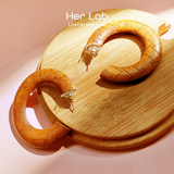 Half Oval Shaped Rattan Earrings