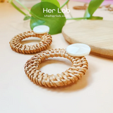 Half Oval Shaped Rattan Earrings