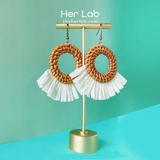 Half Oval Shaped Rattan Earrings