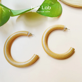 Half Oval Shaped Rattan Earrings