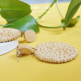 Half Oval Shaped Rattan Earrings